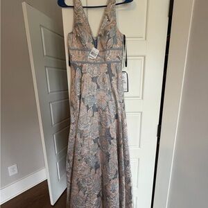 Floral Evening Gown in Blush and Silver